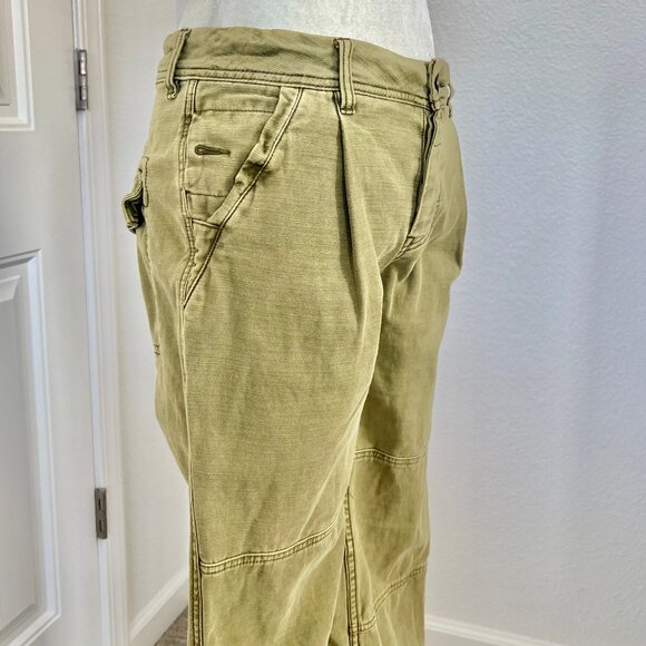 FREE PEOPLE High-Rise Button-Fly Moss Green Utility Boyfriend Pant Size 25 - Picture 9 of 16